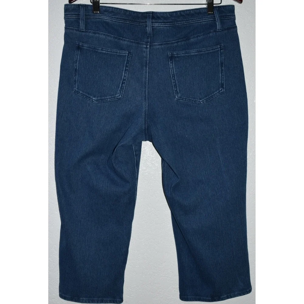 Coldwater Creek 14 Natural Fit Crop Jeans Stretch Blue Denim Capri Pant 5-Pocket